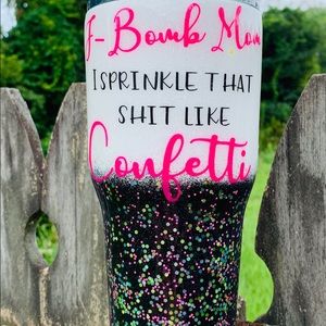 F-bomb mom glitter tumbler